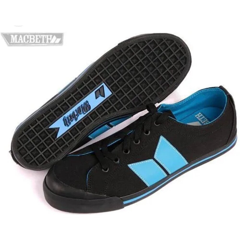 Macbeth Eliot Black Teal Canvas Sneakers Mens 8 Skater Punk UK Athletic Shoe